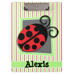Carpeta De Pinza Ladybug; franjas verdes rojas y limadas
