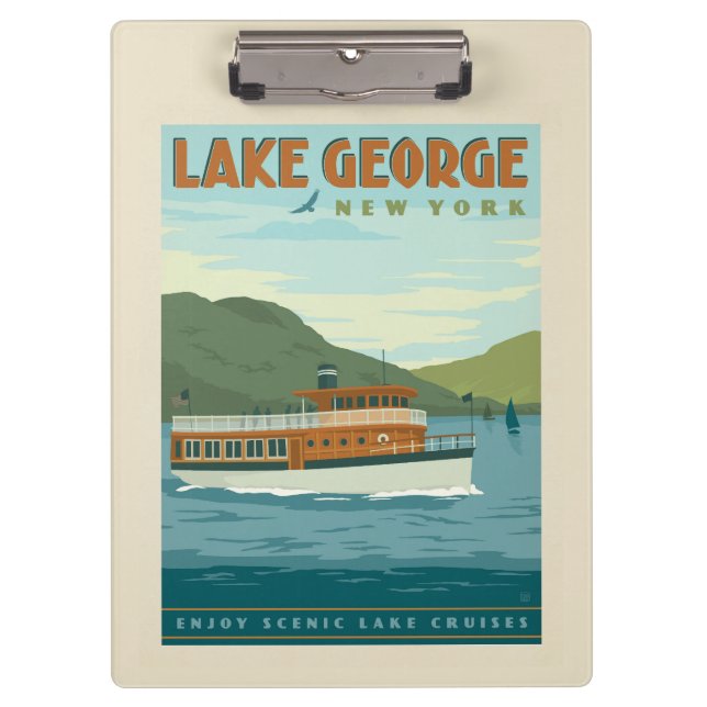 Carpeta De Pinza Lago George, Nueva York | Barco de época (Anverso)