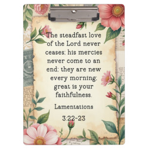 Carpeta De Pinza Lamentaciones 3:22–23 Diseño Floral Vintage 