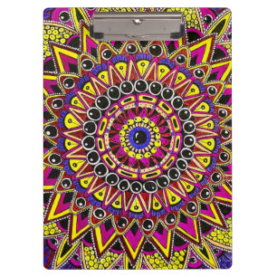 Carpeta De Pinza Lápiz de Color Púrpura Amarillo Mandala