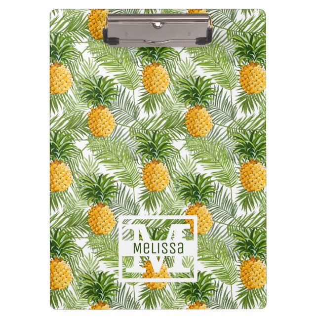 Carpeta De Pinza Las hojas de palma y las piñas tropicales el | (Anverso)