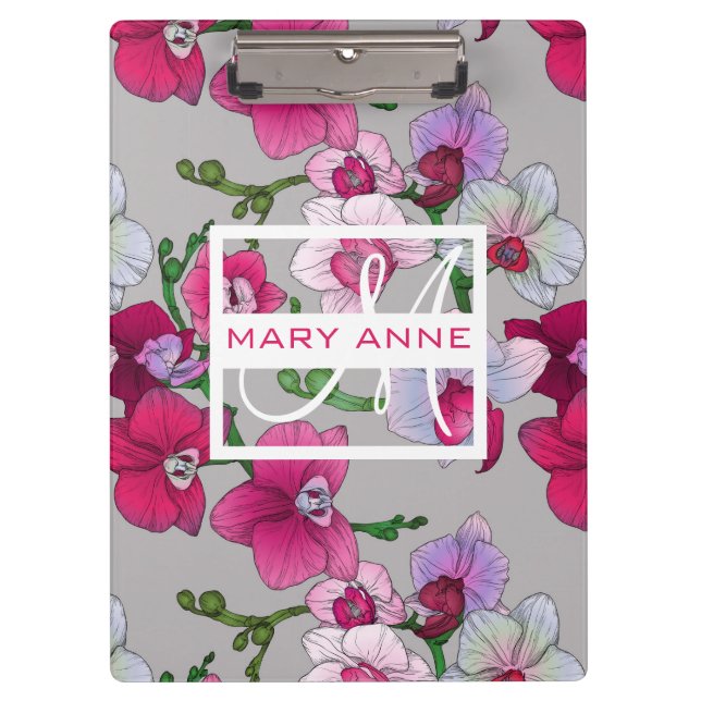 Carpeta De Pinza Las orquídeas rosadas en la floración el | añaden (Anverso)
