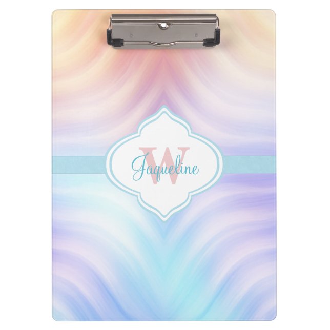 Carpeta De Pinza Lavanda verde azulada anaranjada del monograma (Anverso)