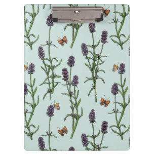 Carpeta De Pinza Lavanda y mariposas en vidrio marino