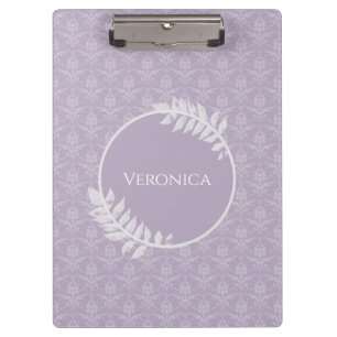 Carpeta De Pinza Lavender Elegant Damask Clipboard