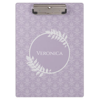 Carpeta De Pinza Lavender Elegant Damask Clipboard