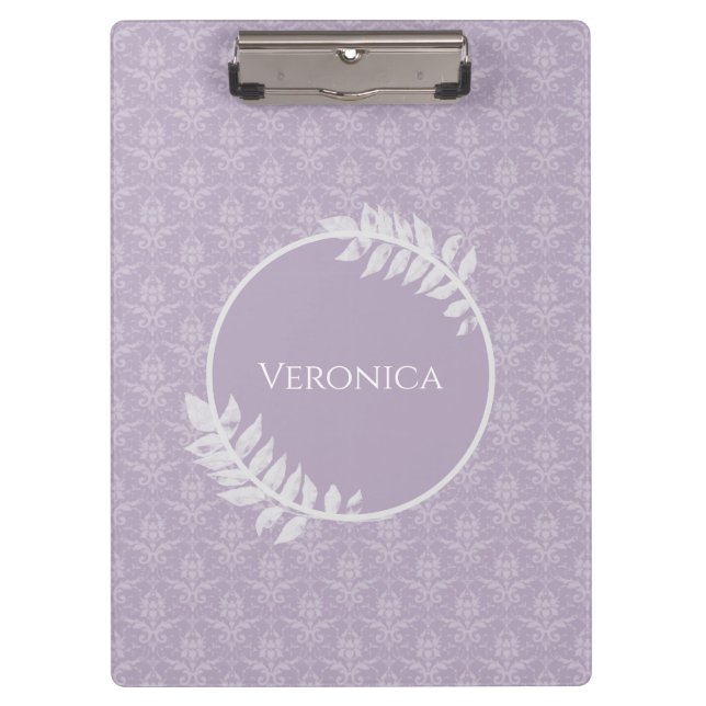 Carpeta De Pinza Lavender Elegant Damask Clipboard (Anverso)