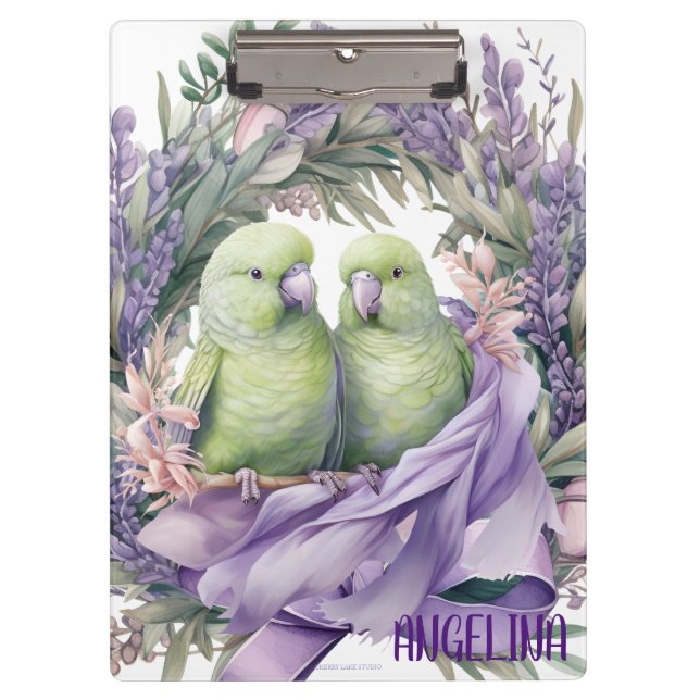 Carpeta De Pinza Lavender Lovebirds (Anverso)