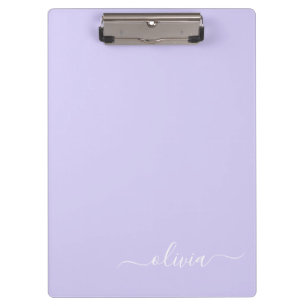 Carpeta De Pinza Lavender Purple Modern Script Girly Monograma Nomb