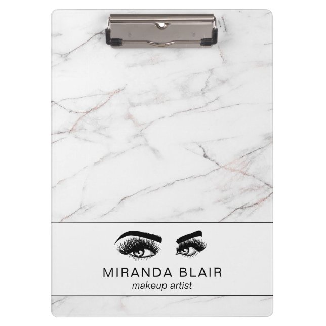 Carpeta De Pinza Lazas Artista de maquillaje Marble Blanco Lujoso (Anverso)