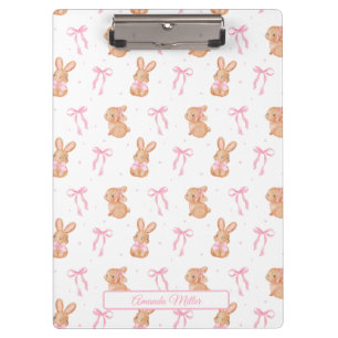 Carpeta De Pinza Lazos de Coqueta Rosa Lindo  Conejitos Nombre Pers