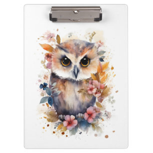 Carpeta De Pinza Lechuza con flores para la guardería