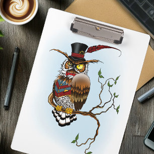 Carpeta De Pinza Lechuza victoriana Steampunk