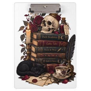 Carpeta De Pinza Lector gótico de literatura Calavera y rosas