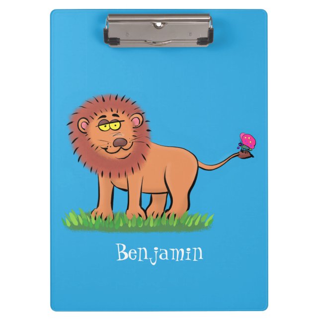 Carpeta De Pinza León feliz con ilustracion personalizado de maripo (Anverso)