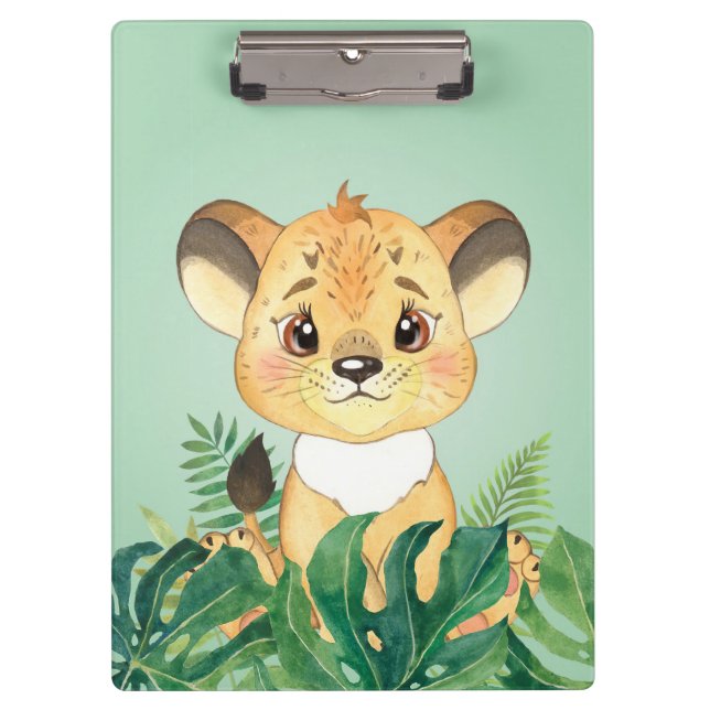Carpeta De Pinza León Y Hojas Para El Bebé De León (Anverso)