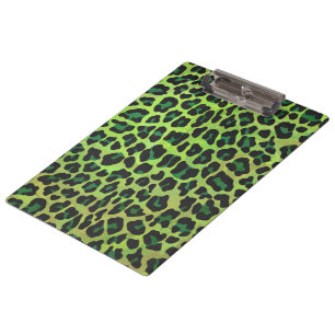 Carpeta De Pinza Leopard Black and Green Print