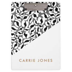 Carpeta De Pinza Leopard Print Black White Gold Business Elegant