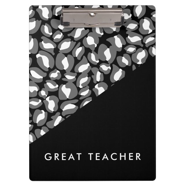 Carpeta De Pinza Leopard Print Black White Gold Great Teacher (Anverso)