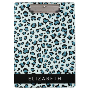 Carpeta De Pinza Leopard Print, Spots, Blue Leopard, tu nombre