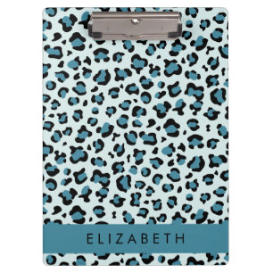 Carpeta De Pinza Leopard Print, Spots, Blue Leopard, tu nombre