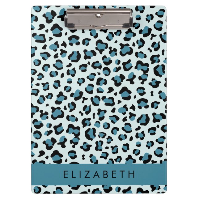 Carpeta De Pinza Leopard Print, Spots, Blue Leopard, tu nombre (Anverso)