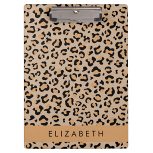 Carpeta De Pinza Leopard Print, Spots, Brown Leopard, Tu Nombre