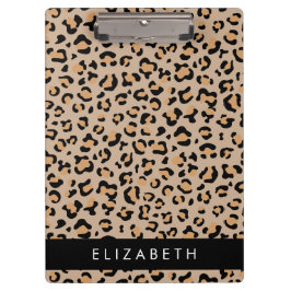 Carpeta De Pinza Leopard Print, Spots, Brown Leopard, Tu Nombre
