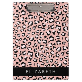 Carpeta De Pinza Leopard Print, Spots, Pink Leopard, Tu Nombre