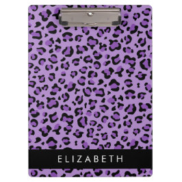 Carpeta De Pinza Leopard Print, Spots, Purple Leopard, tu nombre