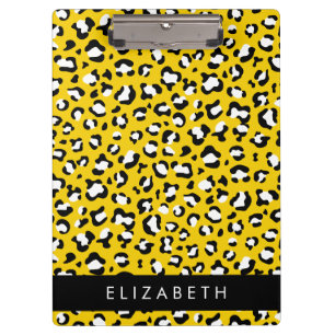 Carpeta De Pinza Leopard Print, Spots, Yellow Leopard, tu nombre