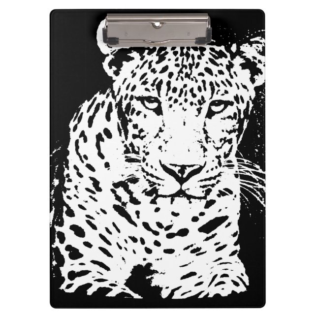Carpeta De Pinza Leopardo blanco y negro (Anverso)