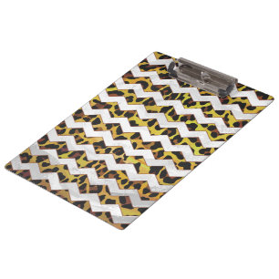 Carpeta De Pinza Leopardo Brown and Yellow Cevron Print