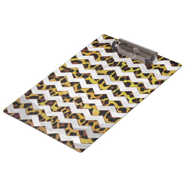 Carpeta De Pinza Leopardo Brown and Yellow Cevron Print (Angular)