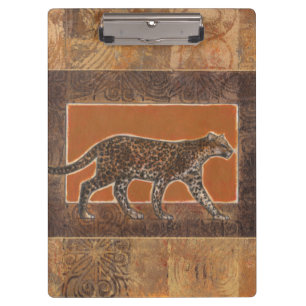 Carpeta De Pinza Leopardo sobre el fondo Naranja y marrón