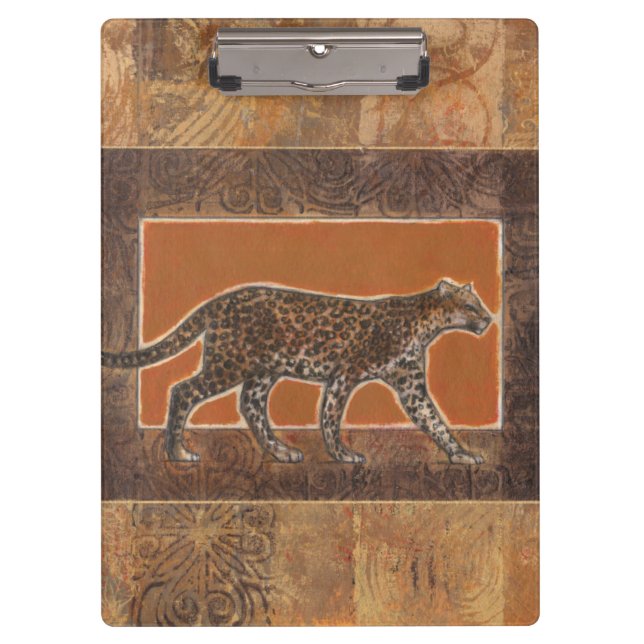 Carpeta De Pinza Leopardo sobre el fondo Naranja y marrón (Anverso)