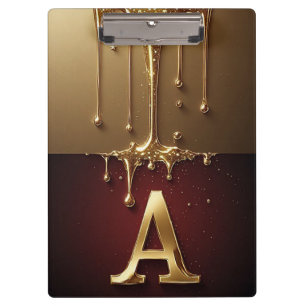 Carpeta De Pinza Letra A Monograma Con Metal Brillante Goteando