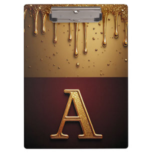 Carpeta De Pinza Letra A Monograma Con Metal Brillante Goteando