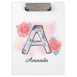 Carpeta De Pinza Letra acuarela floral a