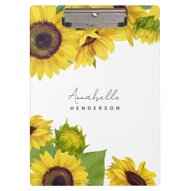Carpeta De Pinza Letra de guión de girasol personalizada feminista (Anverso)