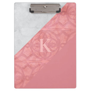 Carpeta De Pinza Letra rosa rudimentaria y acuarela gris