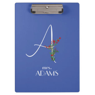 Carpeta De Pinza Letra simple de la flor de acuarela A