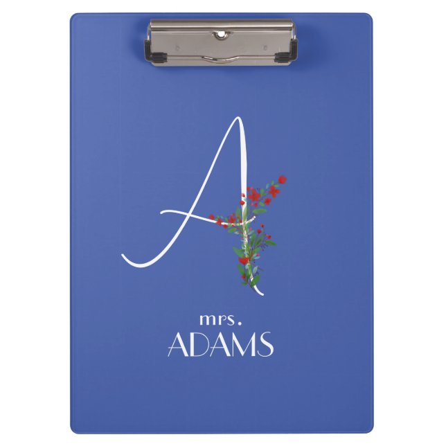 Carpeta De Pinza Letra simple de la flor de acuarela A (Anverso)