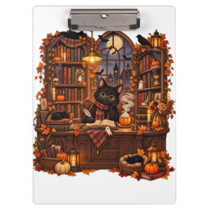Carpeta De Pinza Librería de Halloween de Gato Negro Acogedor