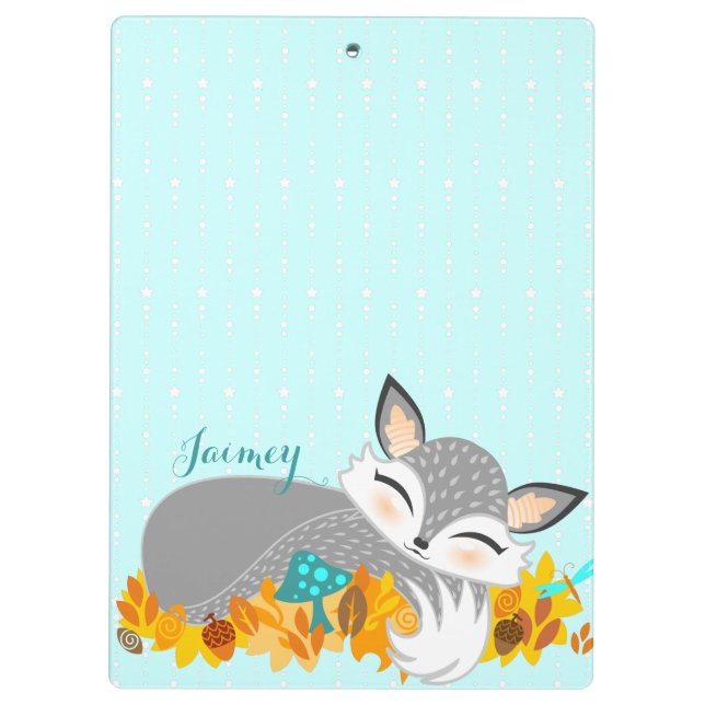Carpeta De Pinza Lil Foxie Cub - tablero de encargo lindo (Reverso)