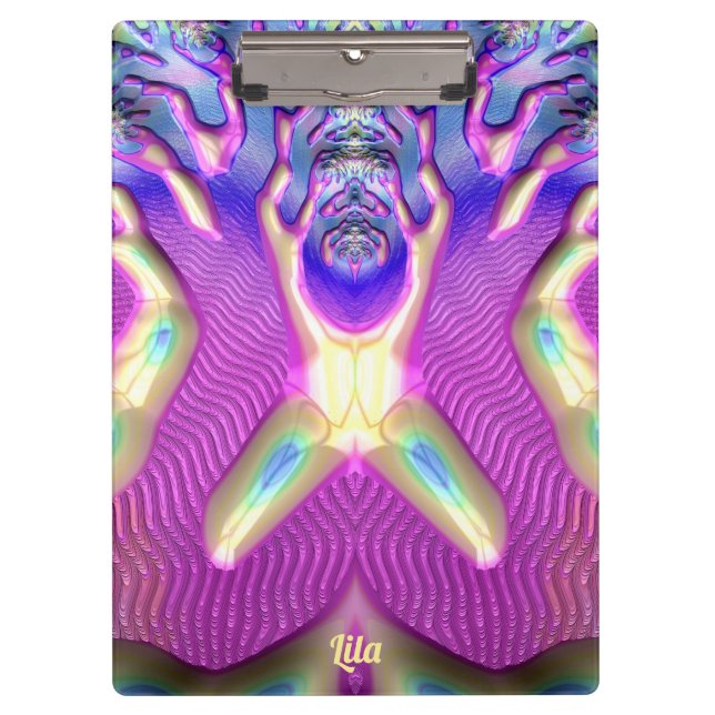 Carpeta De Pinza LILA ~ BIZARRE 3D! ~ original azul amarillo rosado (Anverso)