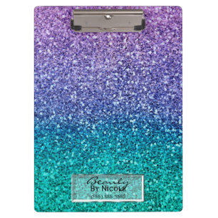 Carpeta De Pinza Lila Purpura & Verde Acuático Turquesa Brillante G