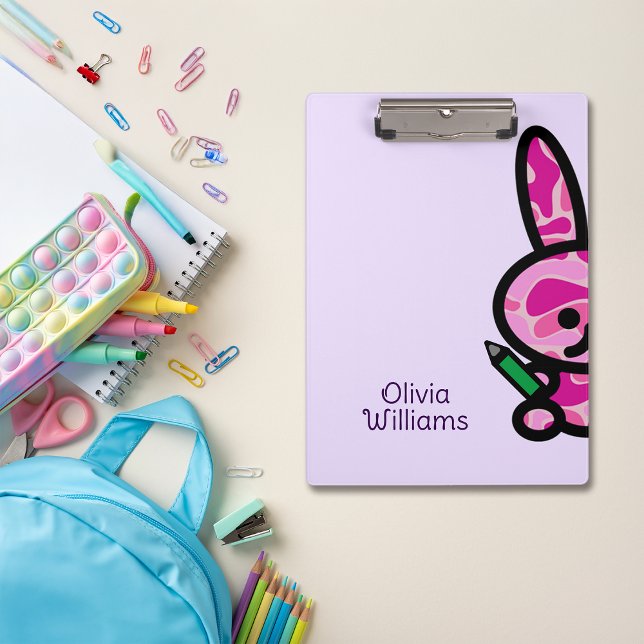 Carpeta De Pinza Lilac Cute Camouflage Bunny Rabbit Nombre personal (Subido por el creador)