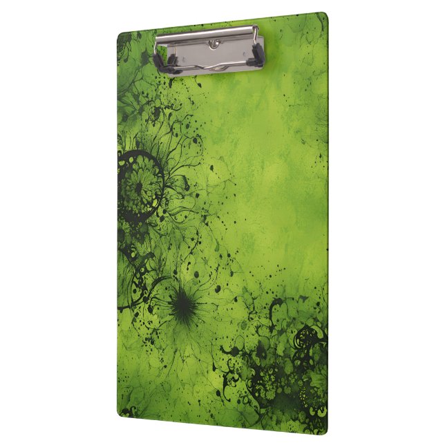 Carpeta De Pinza Lima Verde Grunge con Acentos Negros (Izquierda)