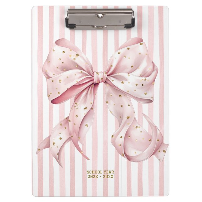Carpeta De Pinza Lindo lazo de confeti dorado rosa (Anverso)